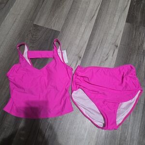 Cupshe Women's Tanikini Set in Vibrant Pink